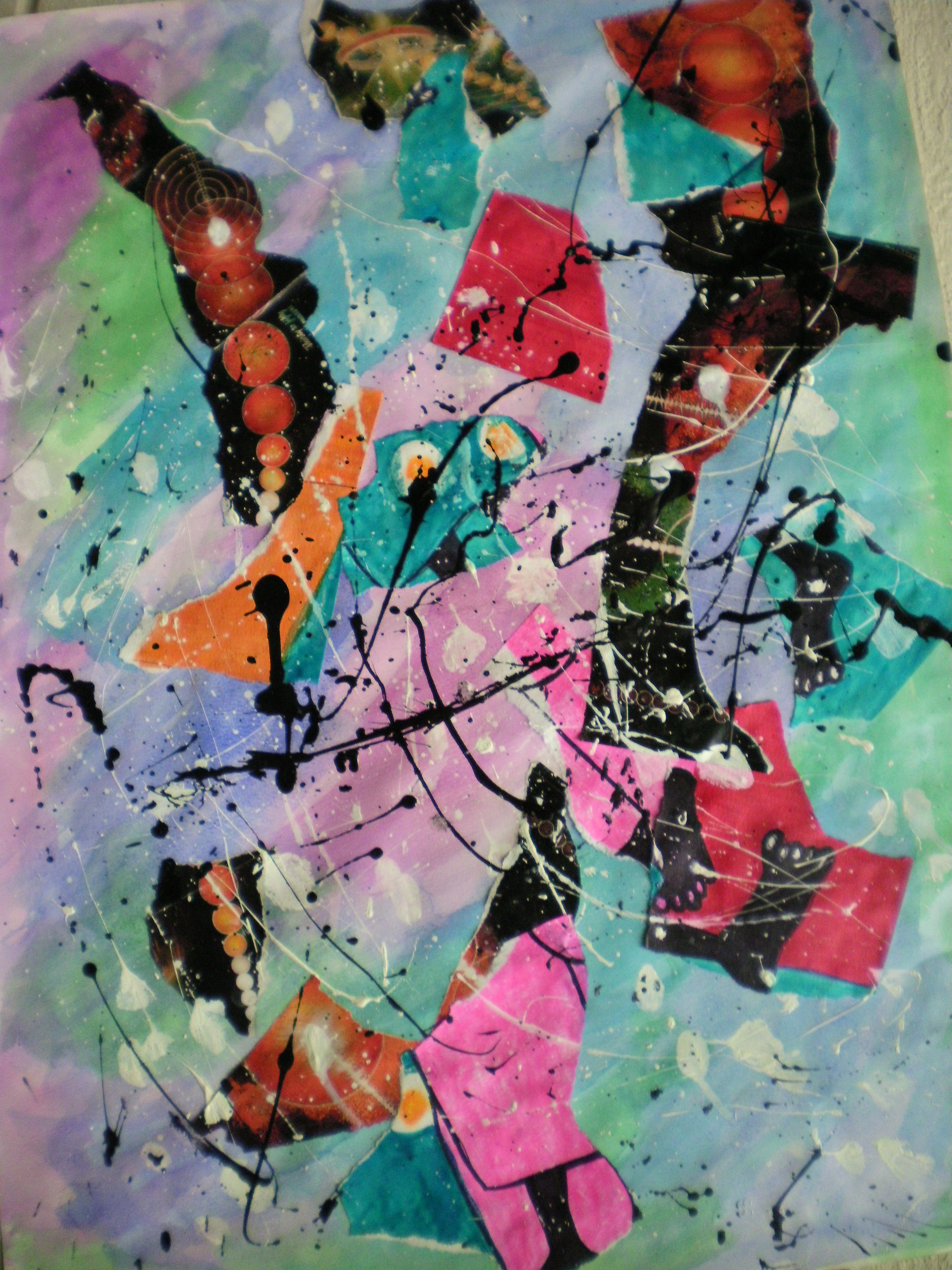 Colorful paper collage of guitars
